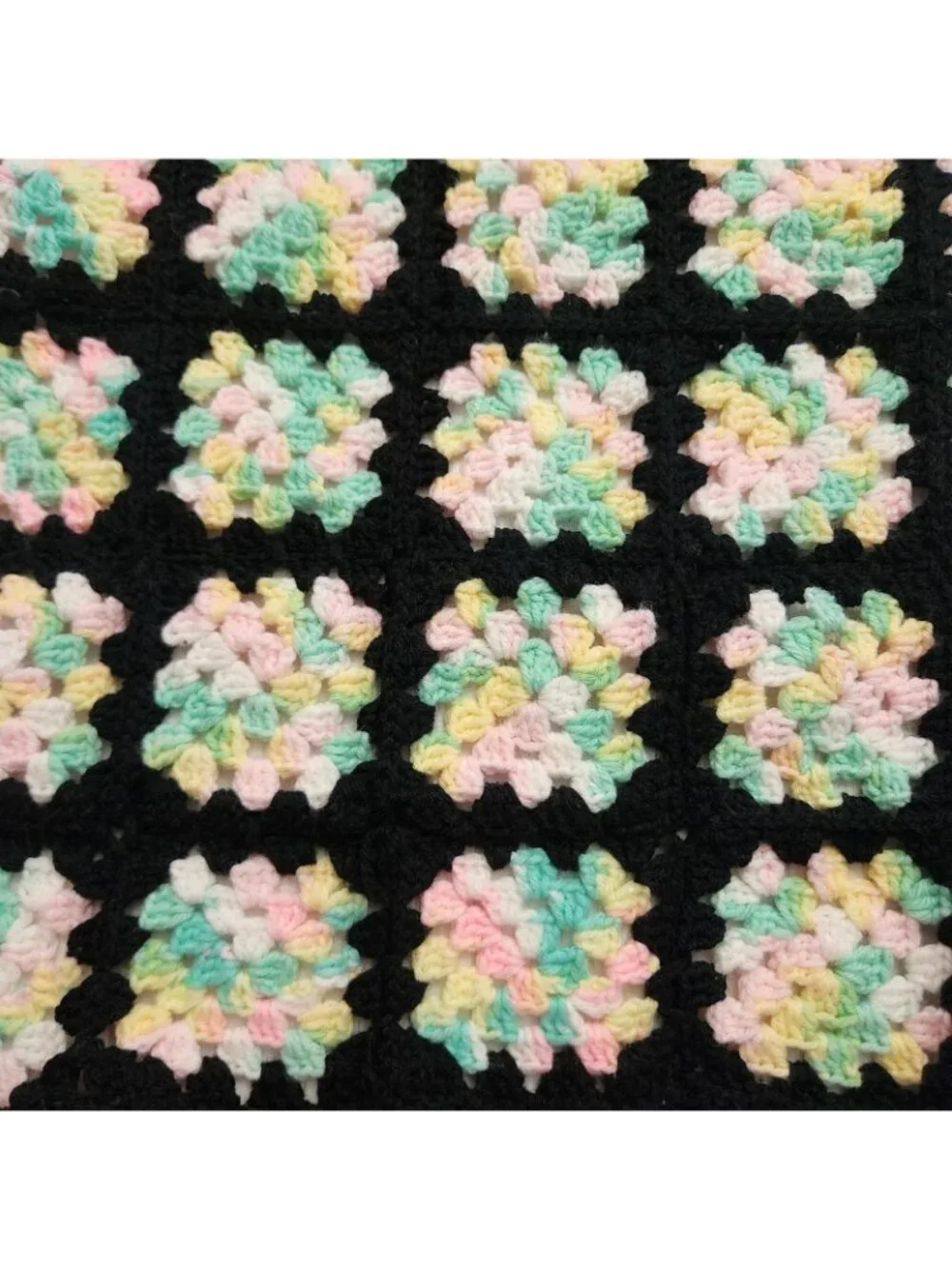 Handmade Baby Chrochet Granny Sqaure Pastel Pinks Blues Afghan Blanket Throw